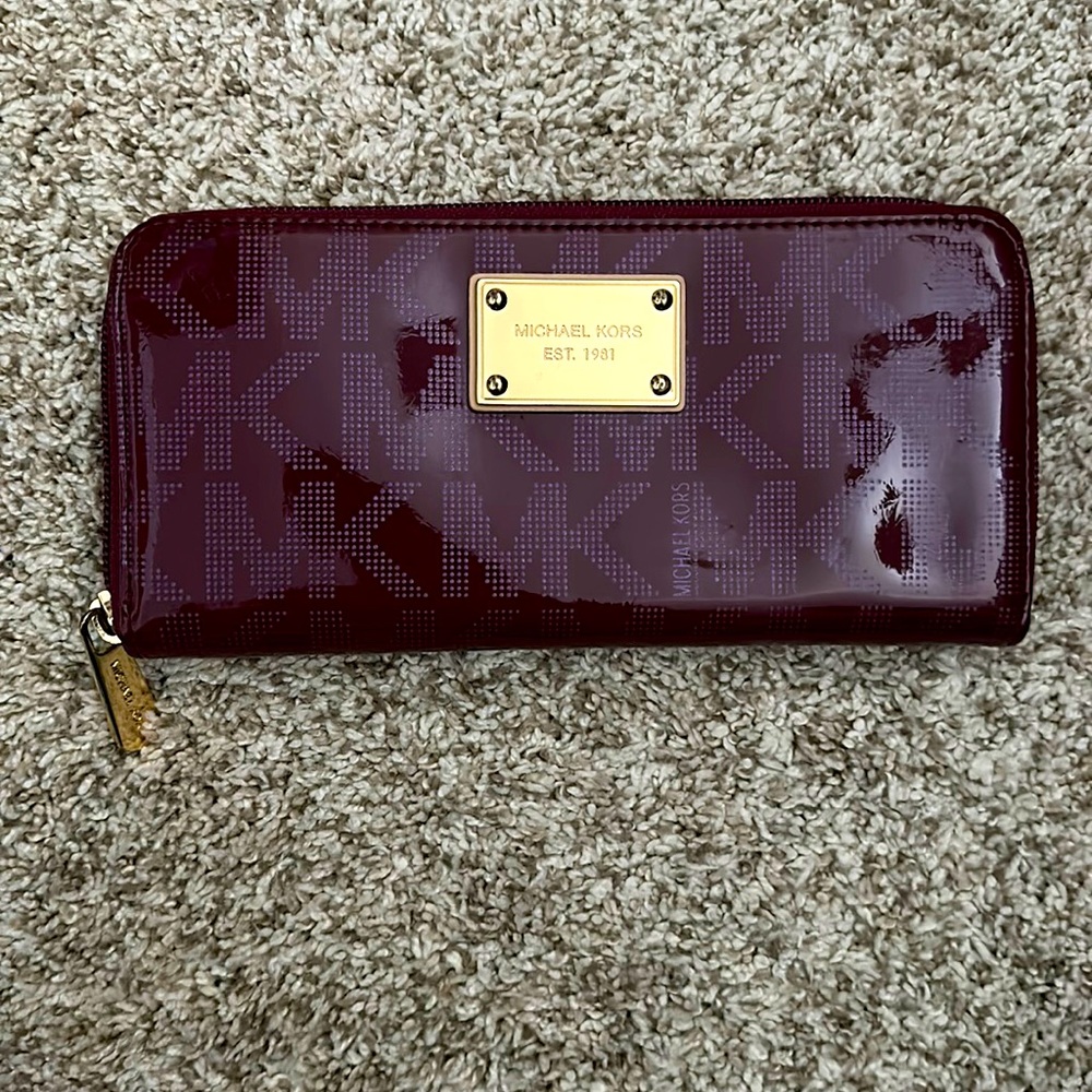Purple Michael Kors long zipper wallet